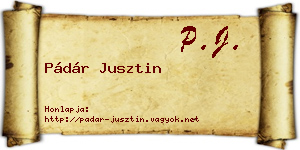 Pádár Jusztin névjegykártya